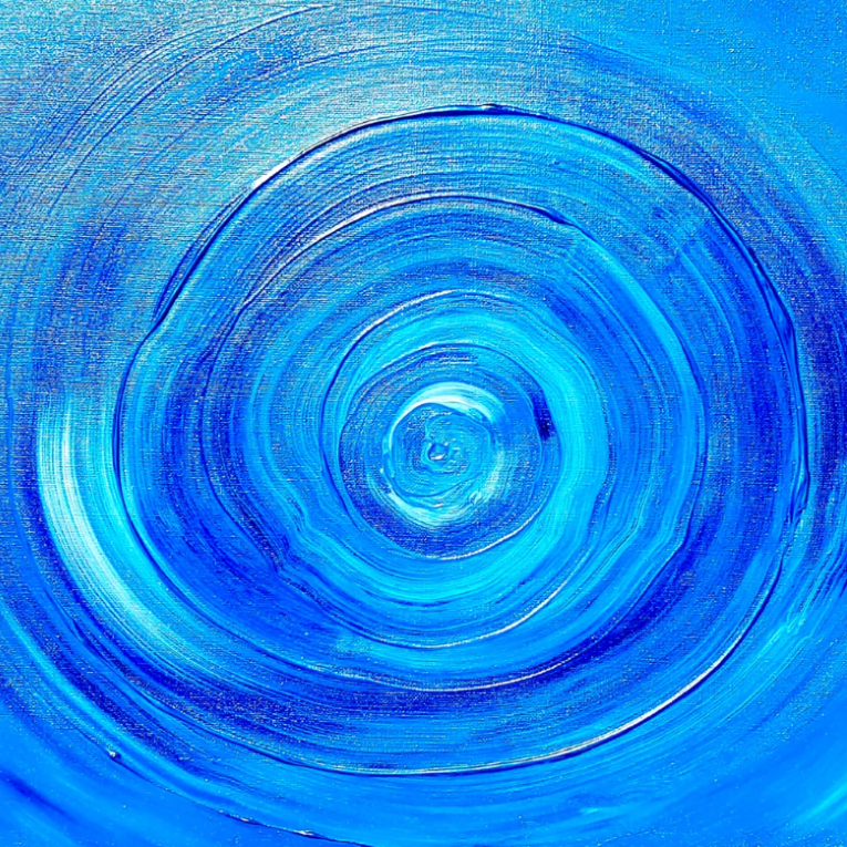 'Creative Flow' is a mesmerising abstract piece that draws the viewer into its movement, much like the experience of being in deep creative immersion. The swirling composition spirals inward, resembling the eye of a vast ocean whirlpool—and it's as if the painting itself is alive, moving, breathing and pulling the observer into its depths. The deeper the viewer observes, the more time softens, the edges of thought dissolve, and something greater begins to unfold. A palette of soothing yet powerful hues—turquoise, sky blue, royal blue, indigo, and pastel blues—creates a sense of fluidity and expansiveness. The interplay of colour and motion evokes the state of creative flow, where time disappears, the ego fades, and pure expression emerges. There is no effort, no resistance—only movement, only creation. In this space, creativity is not forced; it moves through us. We become vessels of inspiration, connected to something greater—the wisdom of the higher self, the infinite well of imagination. Creative Flow invites the viewer to surrender to this state, to step into the current of creation, and to experience the boundless freedom found in true artistic expression.